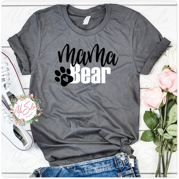 Tops - Mama Bear - Asphalt Grey T-Shirt, Graphic tee